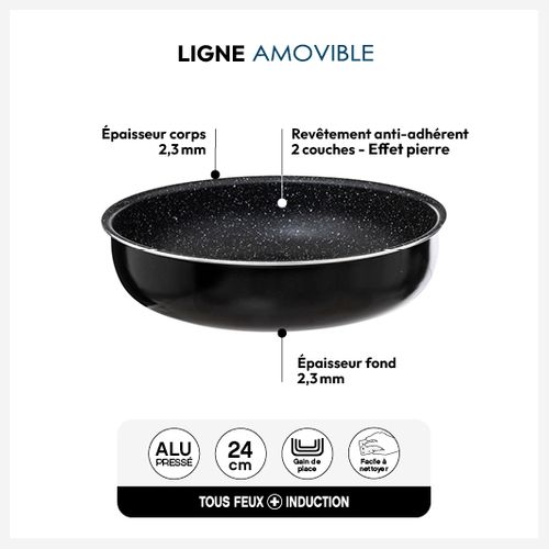 Sauteuse Aluminium Pressé 24 Cm Amovible