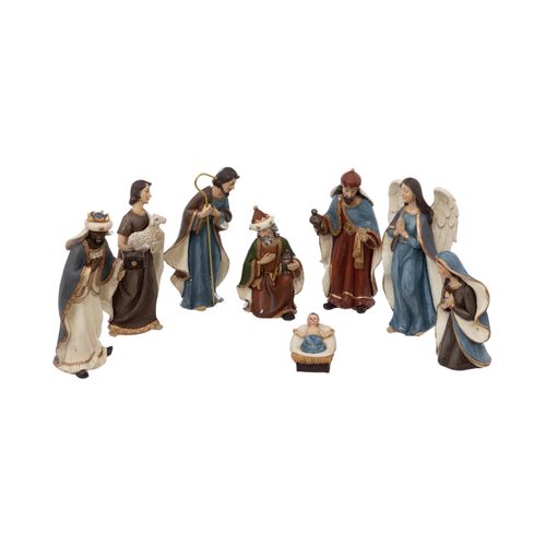 Déco De Crèche De Noël Set De 8 Santons En Résine H 16 Cm