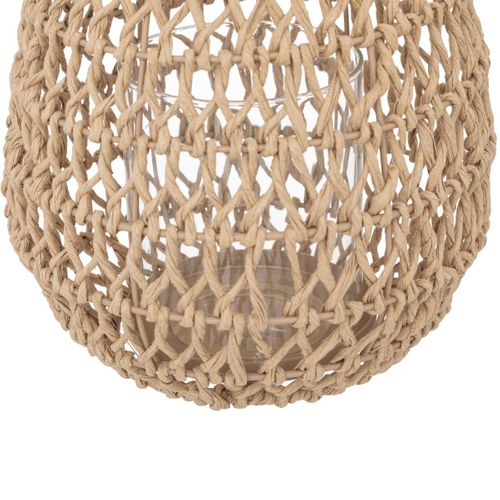 Bougeoir Photophore En Métal Et Corde D 20 X H  23 Cm