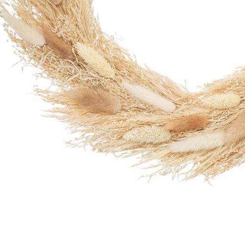 Couronne De Fleurs Séchées Beige Et Blanc D 36cm