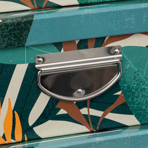 Lot De 6 Boîtes De Rangement Avec Poignées Et Coins En Métal Déco Tropic