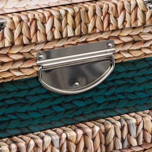 Lot De 6 Boîtes De Rangement Avec Poignées Et Coins En Métal Déco Tricot