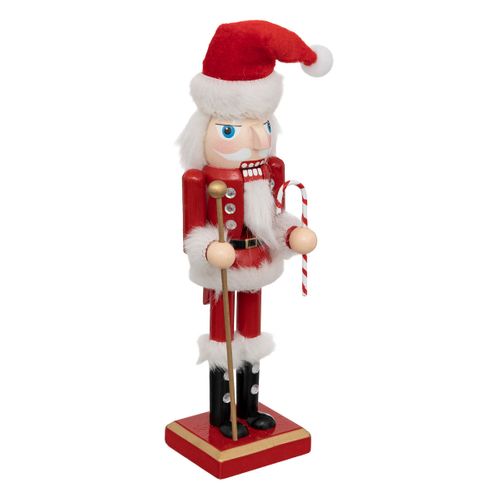 Déco De Noël Casse-noisette Rouge Et Blanc En Bois H 25 Cm
