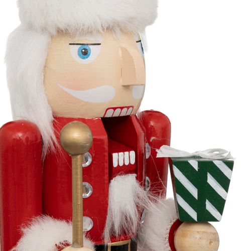 Déco De Noël Casse-noisette Rouge Et Blanc En Bois H 38 Cm