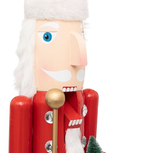 Grand Casse-noisette Père Noël Rouge Et Blanc En Bois H 106 Cm