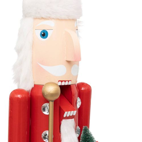 Grand Casse-noisette Père Noël Rouge Et Blanc En Bois H 106 Cm