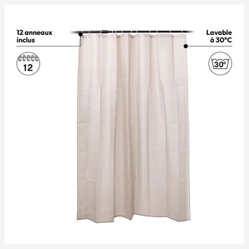 Rideau De Douche 180x200cm Beige Naturel Colorama