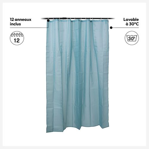 Rideau De Douche 180x200cm Bleu Artic Colorama