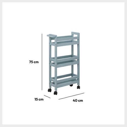 Desserte Roulante 3 Niveaux Bleu Artic H 75 Cm Idéale Pour Les Petits Espaces