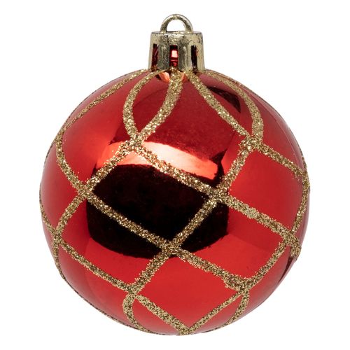 Déco De Sapin Lot De 25 Boules De Noël D 6 Cm - Rouge Et Doré