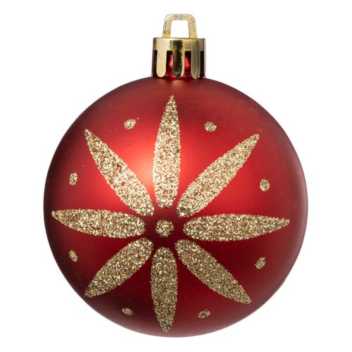 Déco De Sapin Lot De 25 Boules De Noël D 6 Cm - Rouge Et Doré