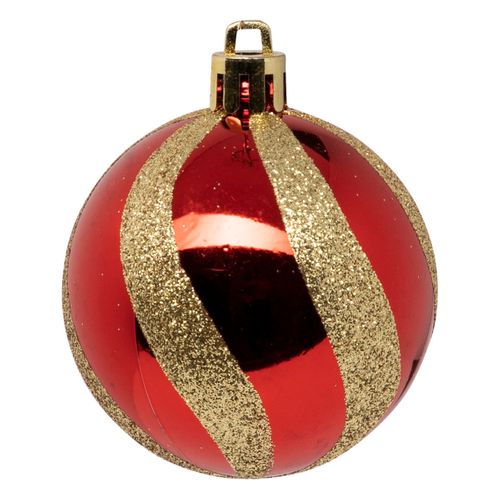 Déco De Sapin Lot De 25 Boules De Noël D 6 Cm - Rouge Et Doré