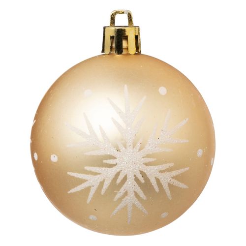 Déco De Sapin Lot De 25 Boules De Noël D 6 Cm - Doré Et Blanc