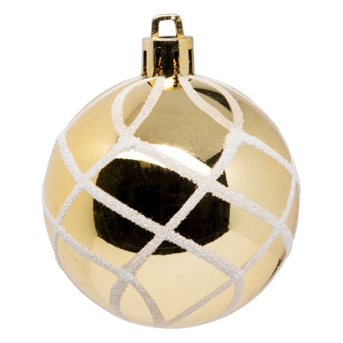 Déco De Sapin Lot De 25 Boules De Noël D 6 Cm - Doré Et Blanc