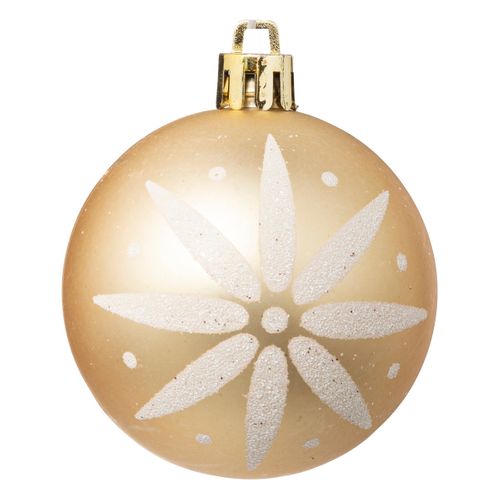 Déco De Sapin Lot De 25 Boules De Noël D 6 Cm - Doré Et Blanc