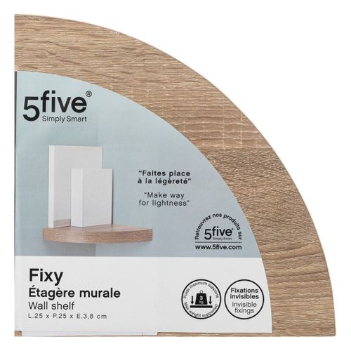 Étagère D'angle Murale Flottante Effet Chêne Naturel 25 X 25 Cm Fixations Invisibles