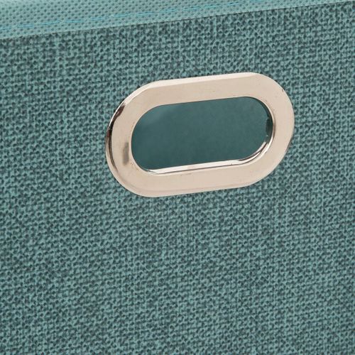 Boîte De Rangement Tissu Bleu Pétrole Chiné 15 X 31 X 15 Cm