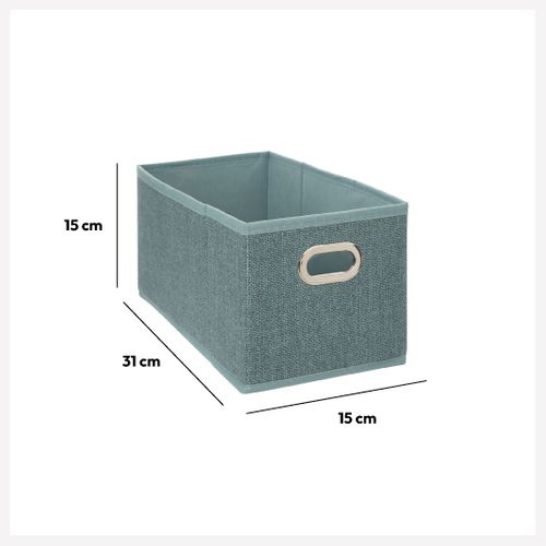 Boîte De Rangement Tissu Bleu Pétrole Chiné 15 X 31 X 15 Cm