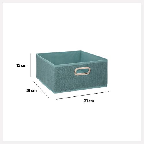 Boîte De Rangement Bleu Pétrole Chiné 31 X 31 X 15 Cm