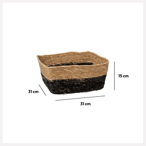 Boîte De Rangement Noir Tressé Bicolore 31 X 15 Cm