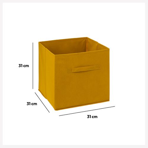 Boîte De Rangement En Tissu Jaune Moutarde 31 X 31 X 31 Cm