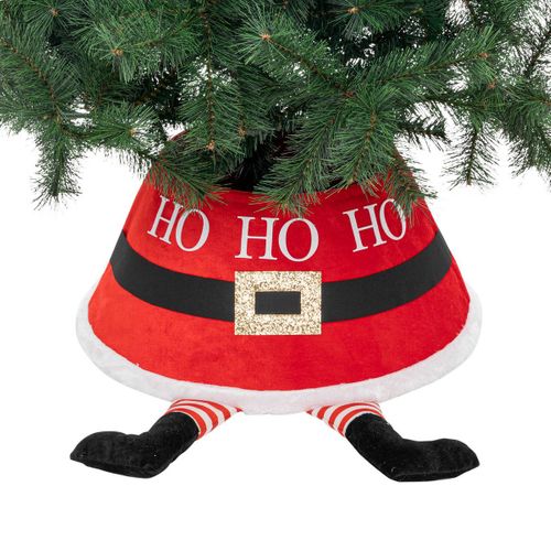 Cache Pied De Sapin Rouge Et Blanc Avec Pied Du Père Noël 56 X 25 X H 32 Cm