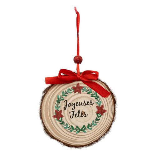 Sujet De Noël En Bois "rondin" 9cm Naturel