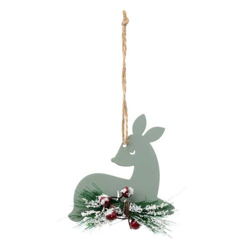 Sujet De Noël En Métal "renne" 8cm Vert
