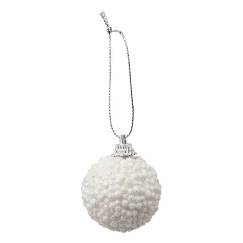 Déco De Sapin Kit 10 Boules De Noël  D 4 Cm Bille Blanc Pailleté