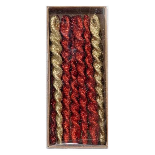 Déco De Sapin Lot De 12 Glaçons Rouge Et Or