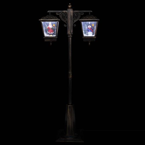 Lanterne Double De Noël H188 Noir Et Or Lumineuse