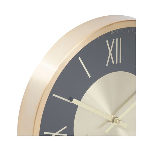 Pendule Murale En Aluminium Doré Et Verre D 30.4 Cm