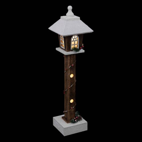 Déco Lumineuse Lanterne Enneigée En Bois LED Blanc Chaud H 60 Cm