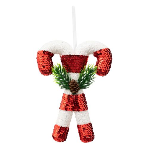 Déco De Sapin Sucre D'orge Double Rouge Et Blanc