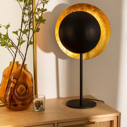 Lampe à Poser En Métal Doré Et Noir H 57 Cm