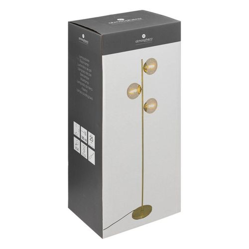 Lampadaire 3 Globes En Verre Et Métal Doré H 162 Cm