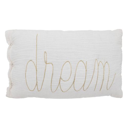 Coussin Rectangulaire "lili" En Gaze De Coton 50x30cm Blanc