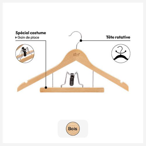 Cintre à Costume Beige En Bois