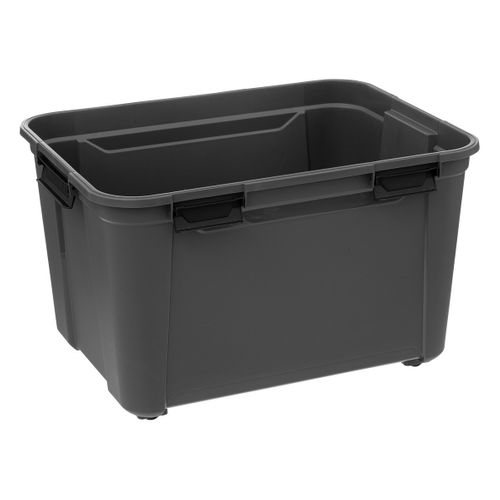 Boîte De Rangement En Polypropylène Noir 160l Avec Roues Et Fermeture à Clip