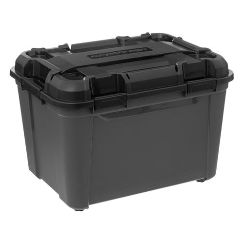 Boîte De Rangement En Polypropylène Noir 160l Avec Roues Et Fermeture à Clip