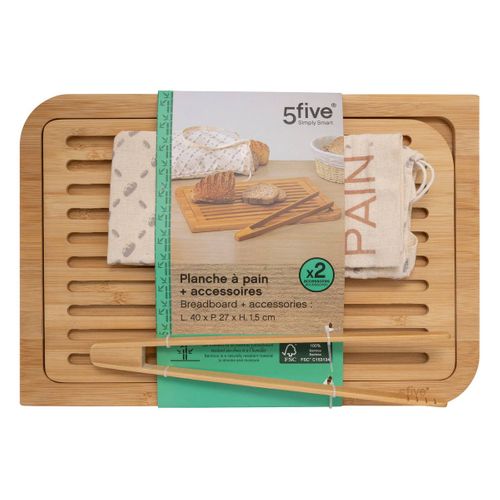 Planche à Découper Pain Avec Accessoires Bambou 40x27cm