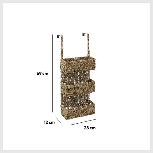 Étagère Porte "vannerie"  3 Paniers En Roseau Naturel