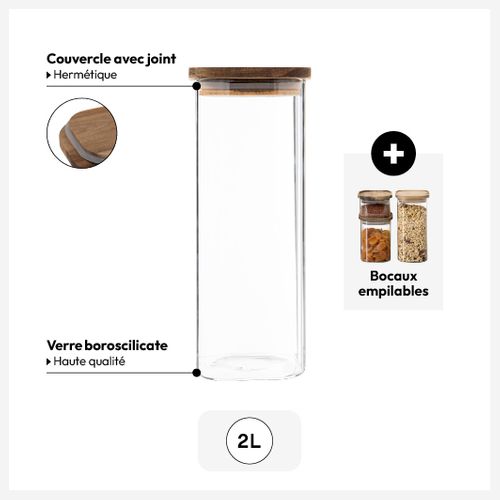 Bocal Verre Couvercle Acacia 2l "hermet"