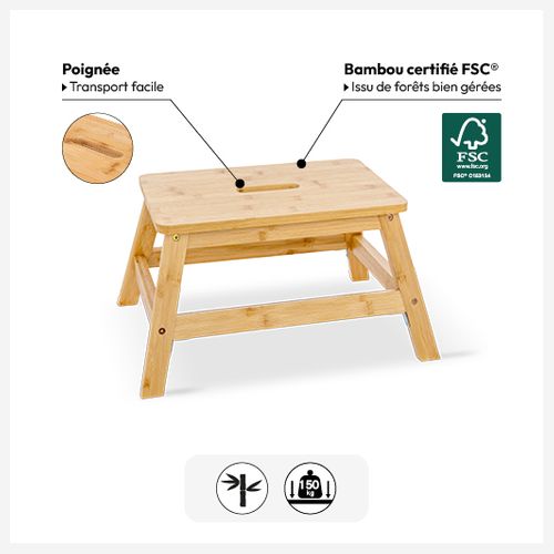Marchepied Bambou 1 Marche - Naturel Clair