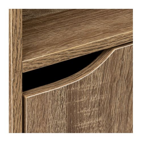 Meuble Etagère 2 Cases De Rangement 1 Porte Effet Bois Naturel H 67.6 Cm