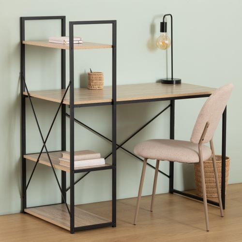 Bureau Avec Étagères Métal Et Bois Aliaj - Naturel