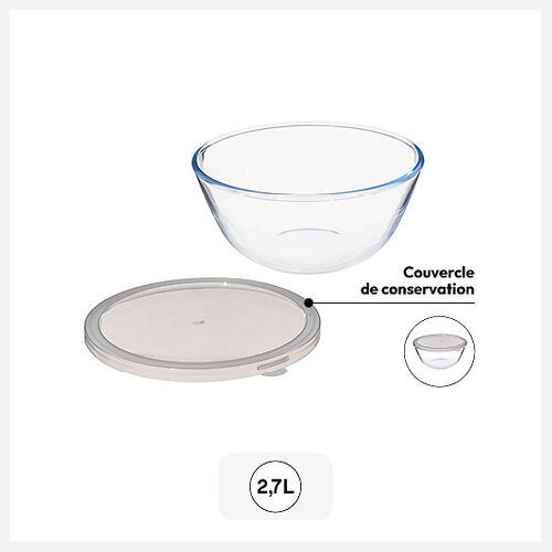 Bol à Mixer 2,7l Avec Couvercle En Verre