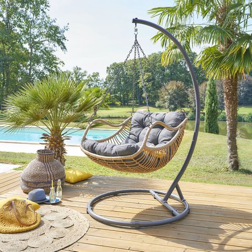 Fauteuil Oeuf Suspendu "gibraltar" Ardoise En Acier Traité En Epoxy