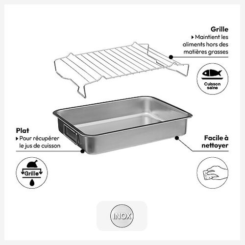 Plat à Rôtisserie 30x40cm En Inox