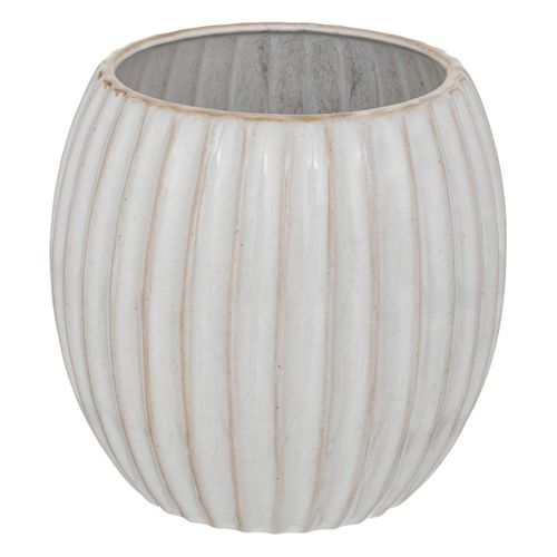 Pot En Céramique Émaillée Beige D 19 X H 18 Cm